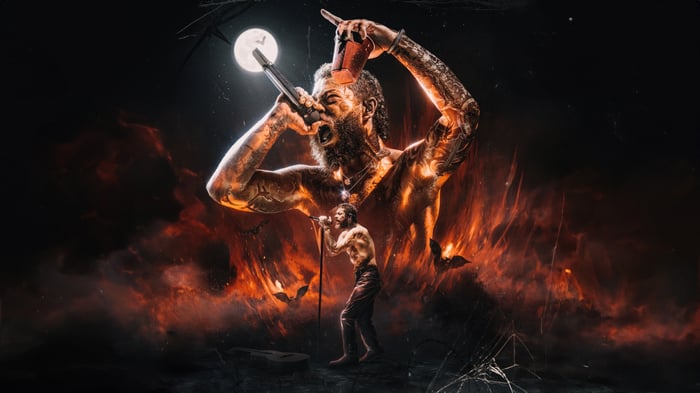 Post Malone Fanart with Fiery Background