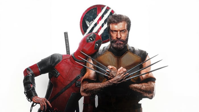 Deadpool and Wolverine with Deadpool logo