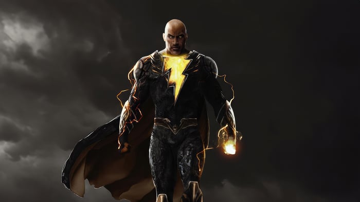 Black Adam with lightning effects