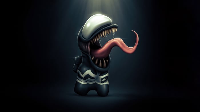 Venom Among Us Character with Tongue Out
