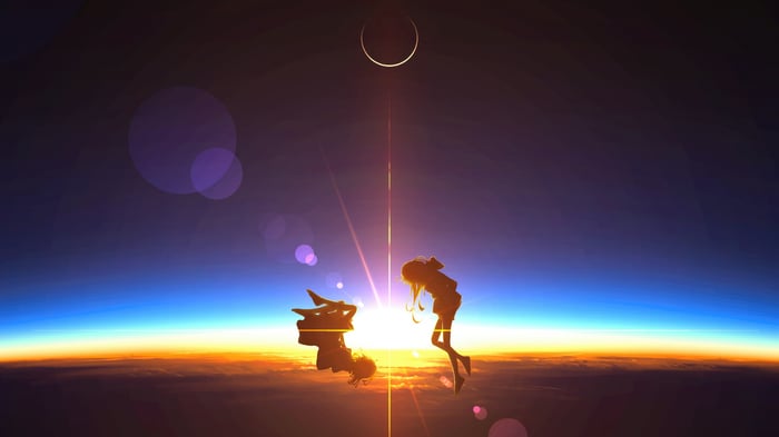 Anime Girl Free Fall Eclipse