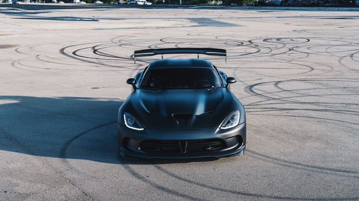 Matte Black Dodge Viper with Large Rear Wing