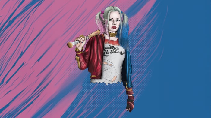 Harley Quinn holding a baseball bat