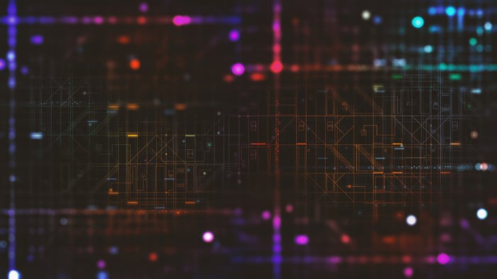 Abstract Geometric Digital Environment with Bokeh Lights