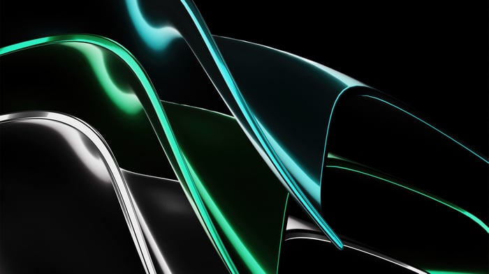 Abstract Metallic Pipes with Green and Blue Glow