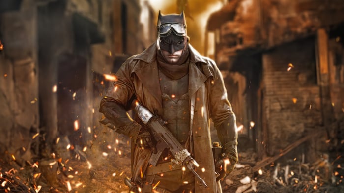 Ben Affleck as Batman in a post-apocalyptic setting