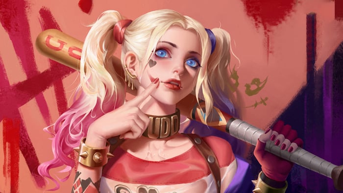 Harley Quinn holding a baseball bat