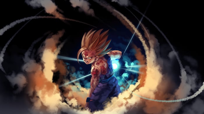 Gohan charging energy in Dragon Ball Z