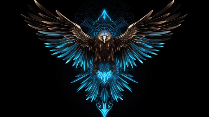 Glowing Hawk with Blue Energy Wings