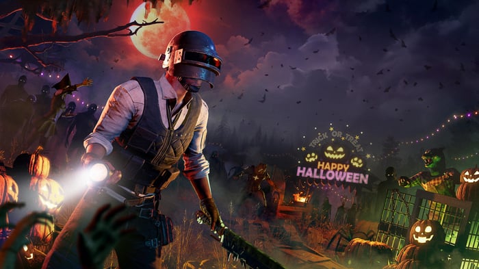 PUBG Halloween zombie apocalypse scene