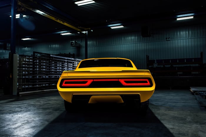 Yellow Dodge Challenger Inferno Concept Car Rear View