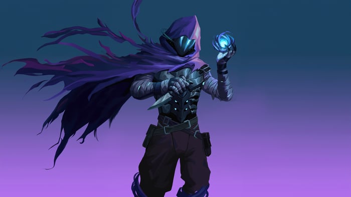 Omen from Valorant holding a glowing orb