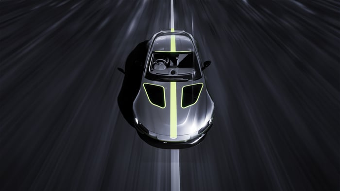 Mercedes Benz AMG GT R on a dark road