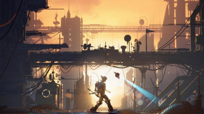 The Outsiders: Cyberpunk Cityscape at Sunset