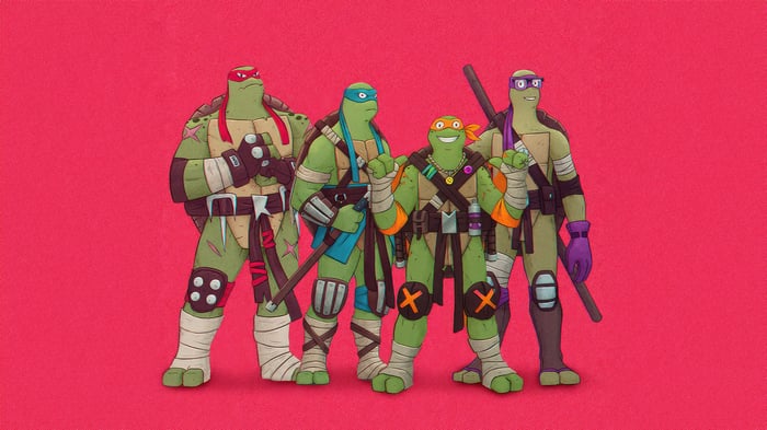 Teenage Mutant Ninja Turtles standing together