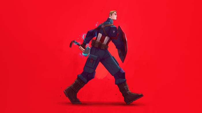Captain America with Mjolnir and Shield