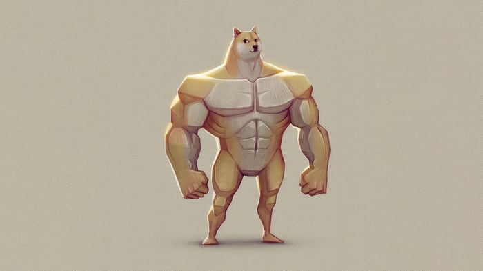Buff Doge meme character standing