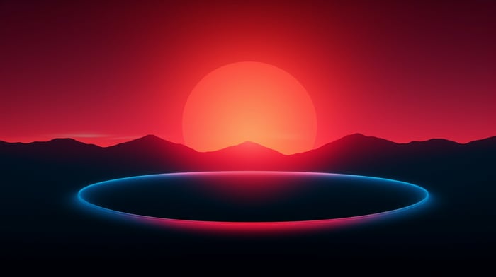 Neon Ring Over Mountains During Sunset
