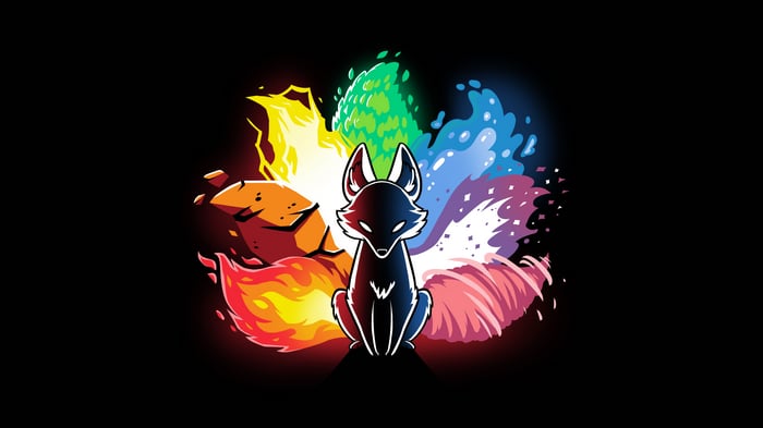 Dark Kitsune Fox with Elemental Tails