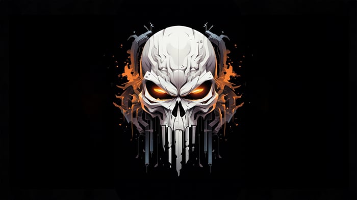 The Punisher Skull with Orange Flames