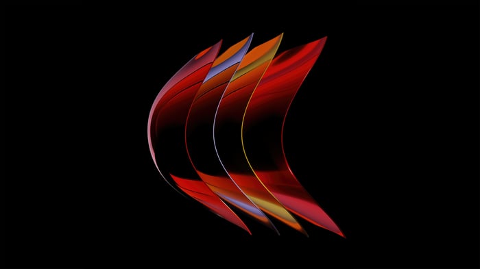 Abstract Red and Orange Curved Shapes on Black