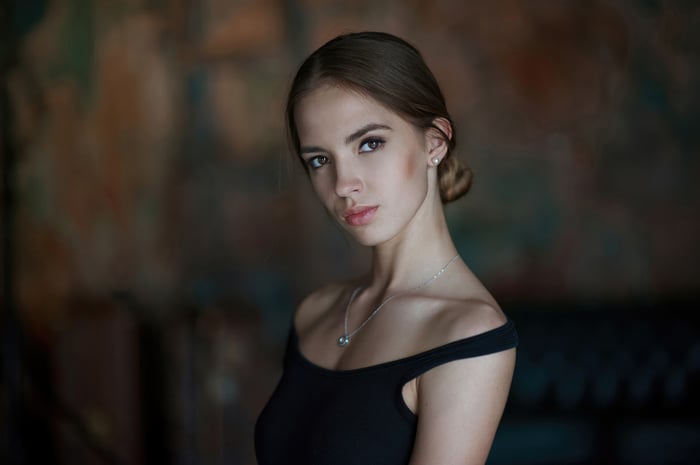 Victoria Lukina looking at the viewer