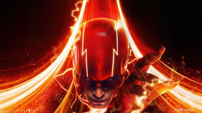 The Flash running with lightning effects