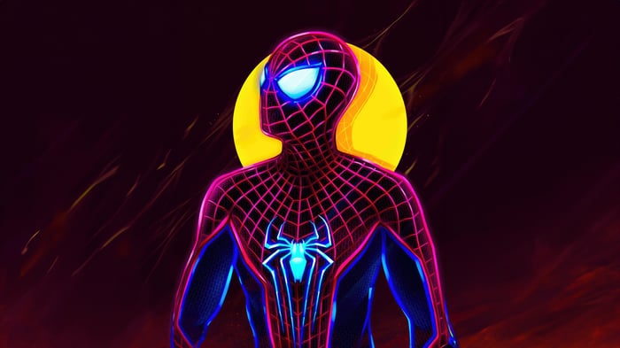 Miles Morales Spider-Man with Yellow Moon