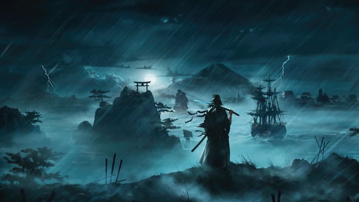 Samurai Warrior in a Stormy Sea Landscape