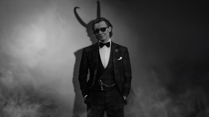 Tom Hiddleston as Loki in a tuxedo