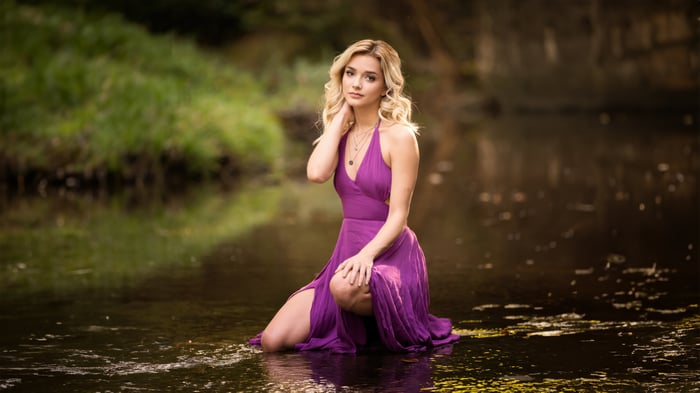 Beautiful Girl In A Purple Dress