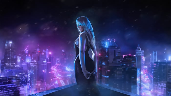 Emma as Gwen Stacy in Neon City