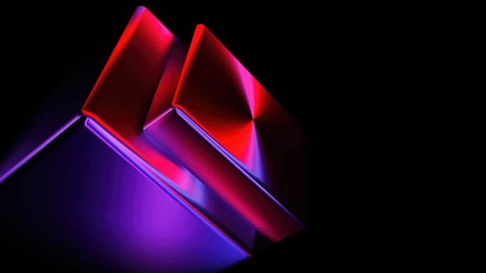 Abstract 3D Cubes with Red and Purple Lighting