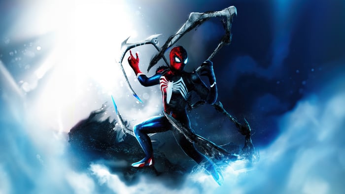 Spider-Man in Black Suit with Symbiote Tendrils