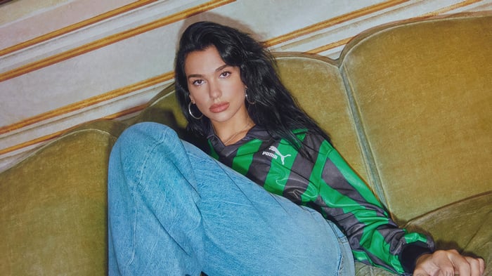 Dua Lipa in Puma Jersey and Jeans