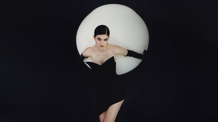 Alexandra Daddario in a black dress
