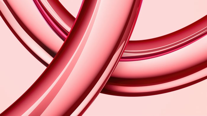 Red abstract glass tubes
