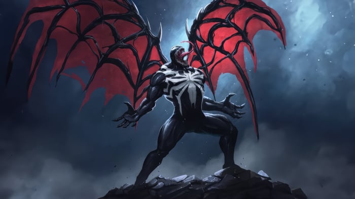 Venom with red wings in Marvel's Spider-Man 2