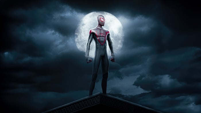 Spider-Man in New Suit Standing on Rooftop
