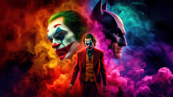 Joker and Batman in Colorful Smoke