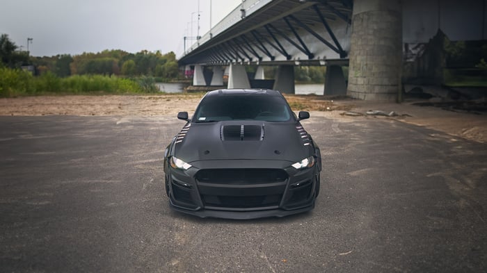 Black Ford Mustang Wide Body Car Front View