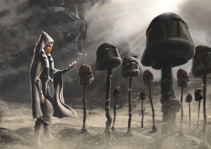 Ahsoka Tano and Clone Trooper Helmets