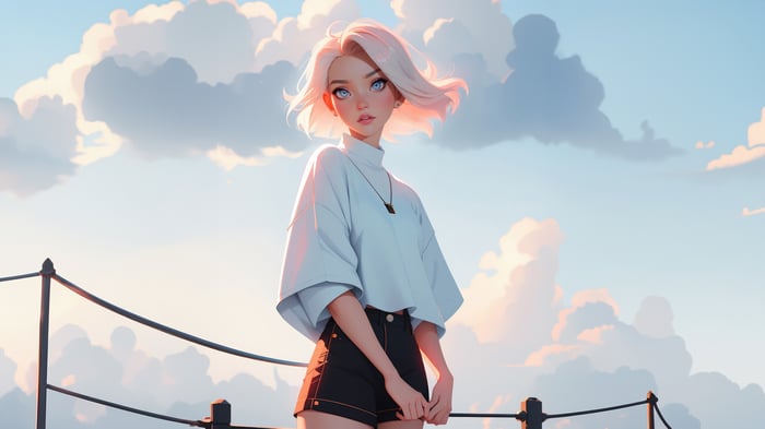 Anime girl with blonde hair and blue eyes