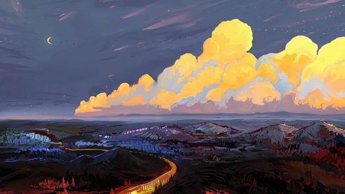 Mystic Arc Crescent Moon Landscape