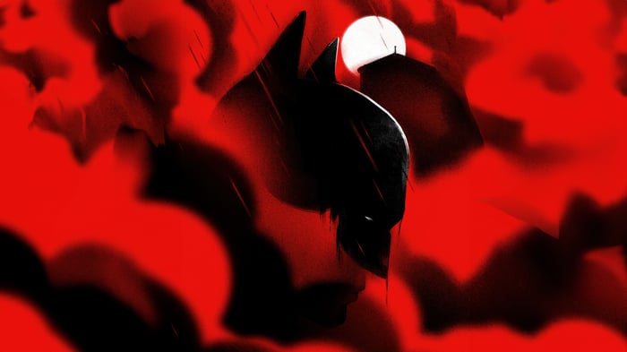 Batman in Red Smoke with Moon