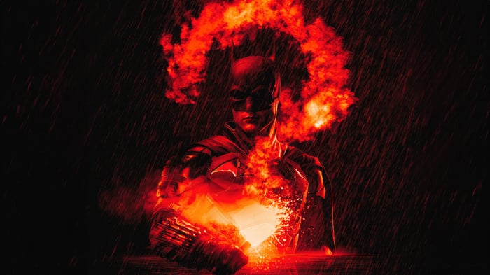 The Batman in Fiery Pursuit