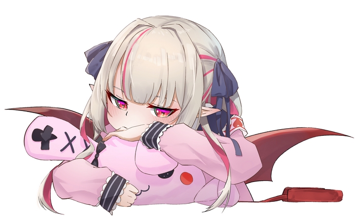 Makaino Ririmu hugging a plush toy