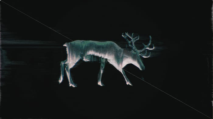 Glitchy Reindeer on Black Background