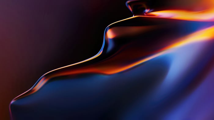 Abstract Liquid Flow Art with Orange and Blue Hues