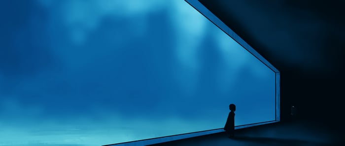 Anime girl in a dark, blue world